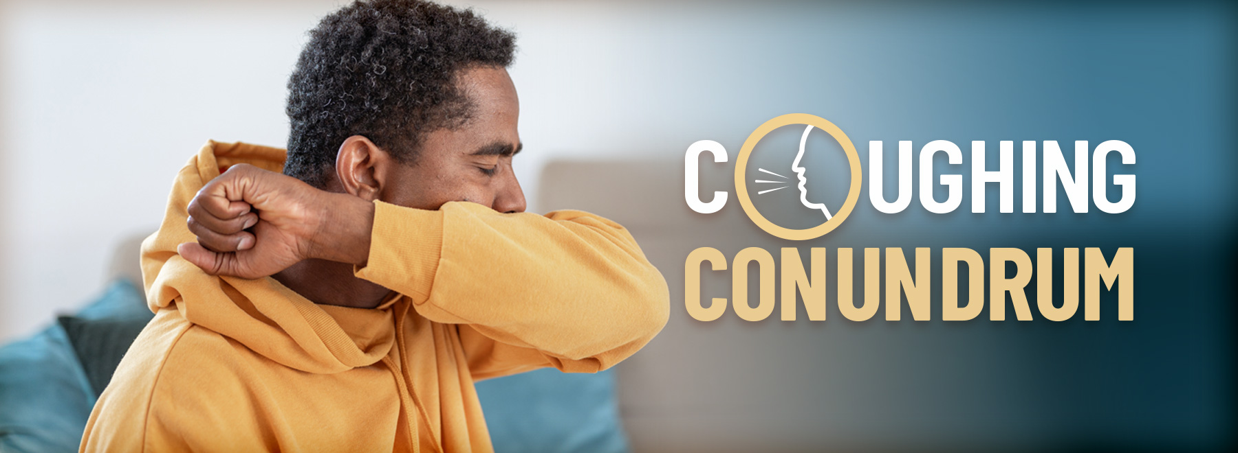 African American man covering a cough with his elbow